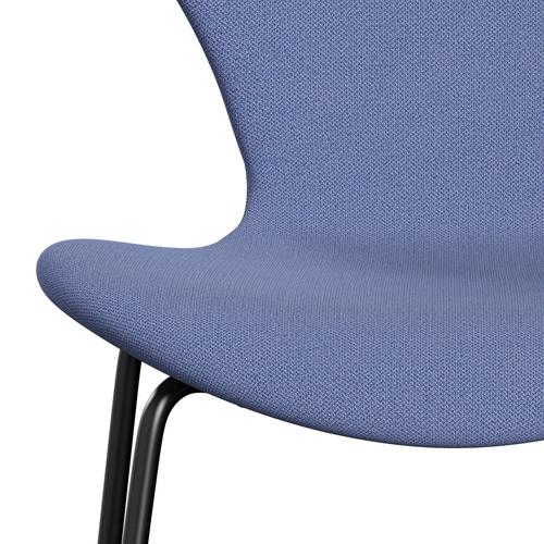 Fritz Hansen 3107 Stuhl Vollpolster, Schwarz/Capture Hellblau (Cp4901)