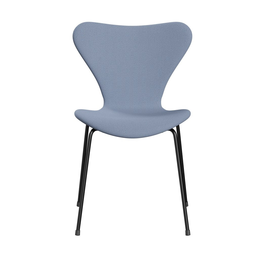 Fritz Hansen 3107 Stuhl Vollpolster, Schwarz/Capture Hellblau (Cp4902)