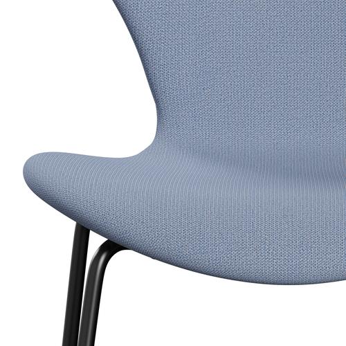 Fritz Hansen 3107 Stuhl Vollpolster, Schwarz/Capture Hellblau (Cp4902)