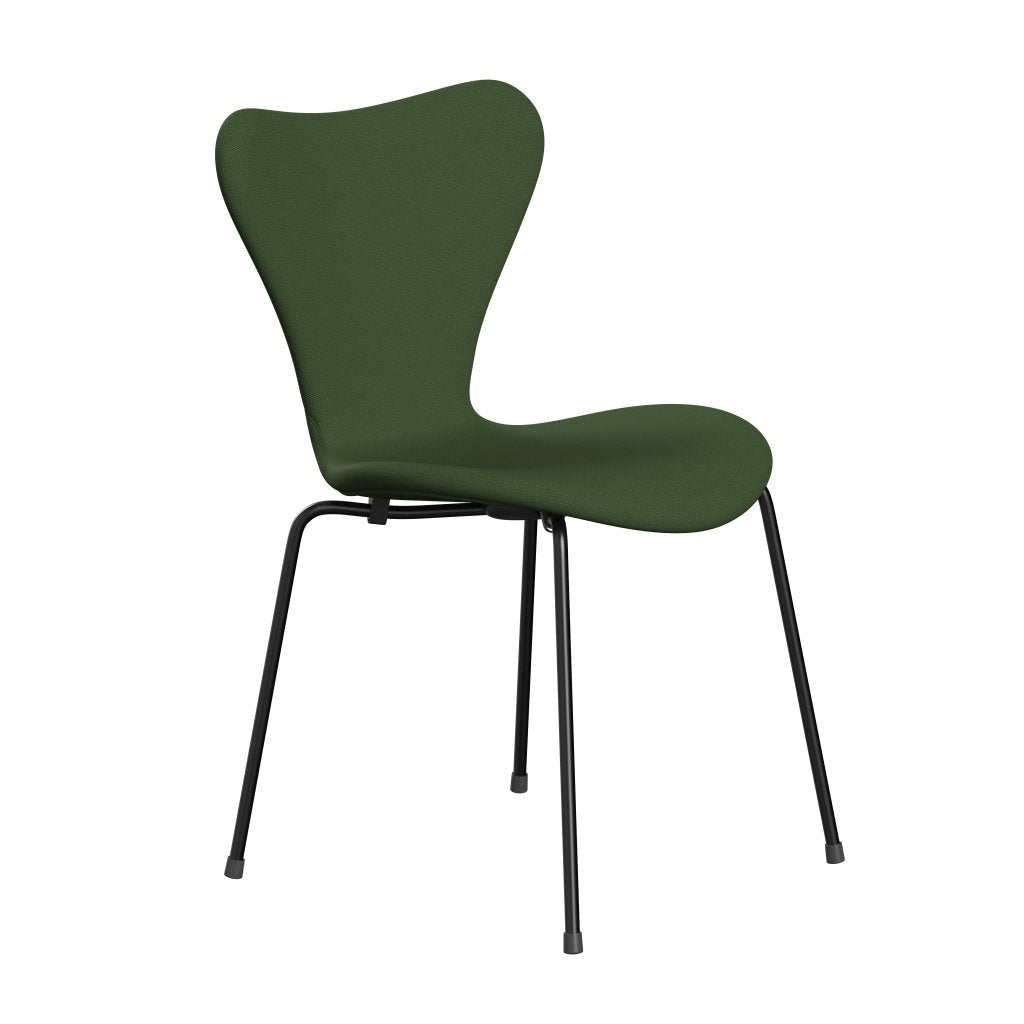 Fritz Hansen 3107 Stuhl Vollpolsterung, Schwarz/Moosgrün