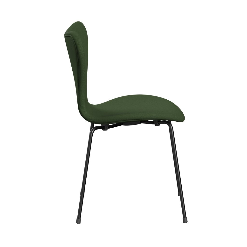 Fritz Hansen 3107 Stuhl Vollpolsterung, Schwarz/Moosgrün