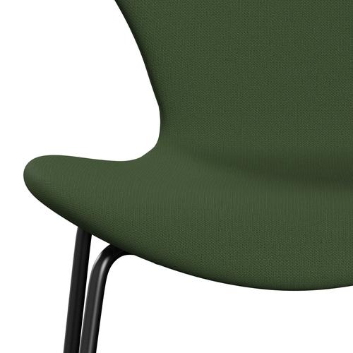 Fritz Hansen 3107 Stuhl Vollpolsterung, Schwarz/Moosgrün