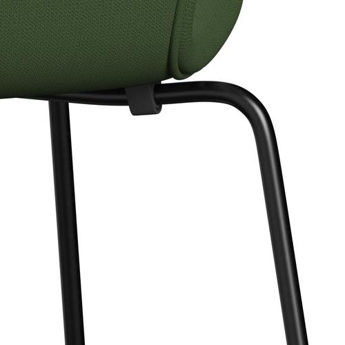 Fritz Hansen 3107 Stuhl Vollpolsterung, Schwarz/Moosgrün