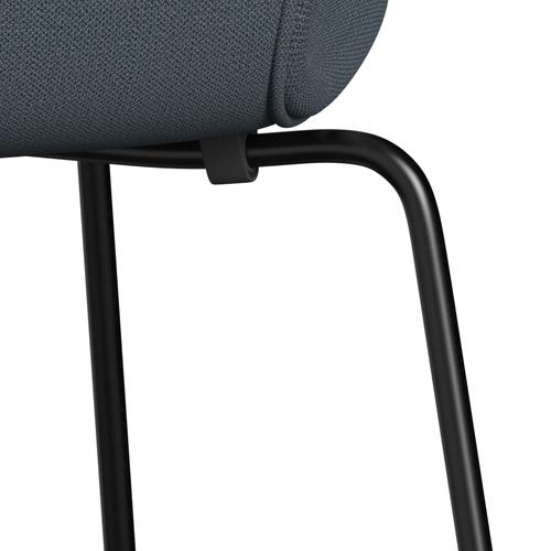 Fritz Hansen 3107 stoel Volledige bekleding, zwart/vangt benzine blauw