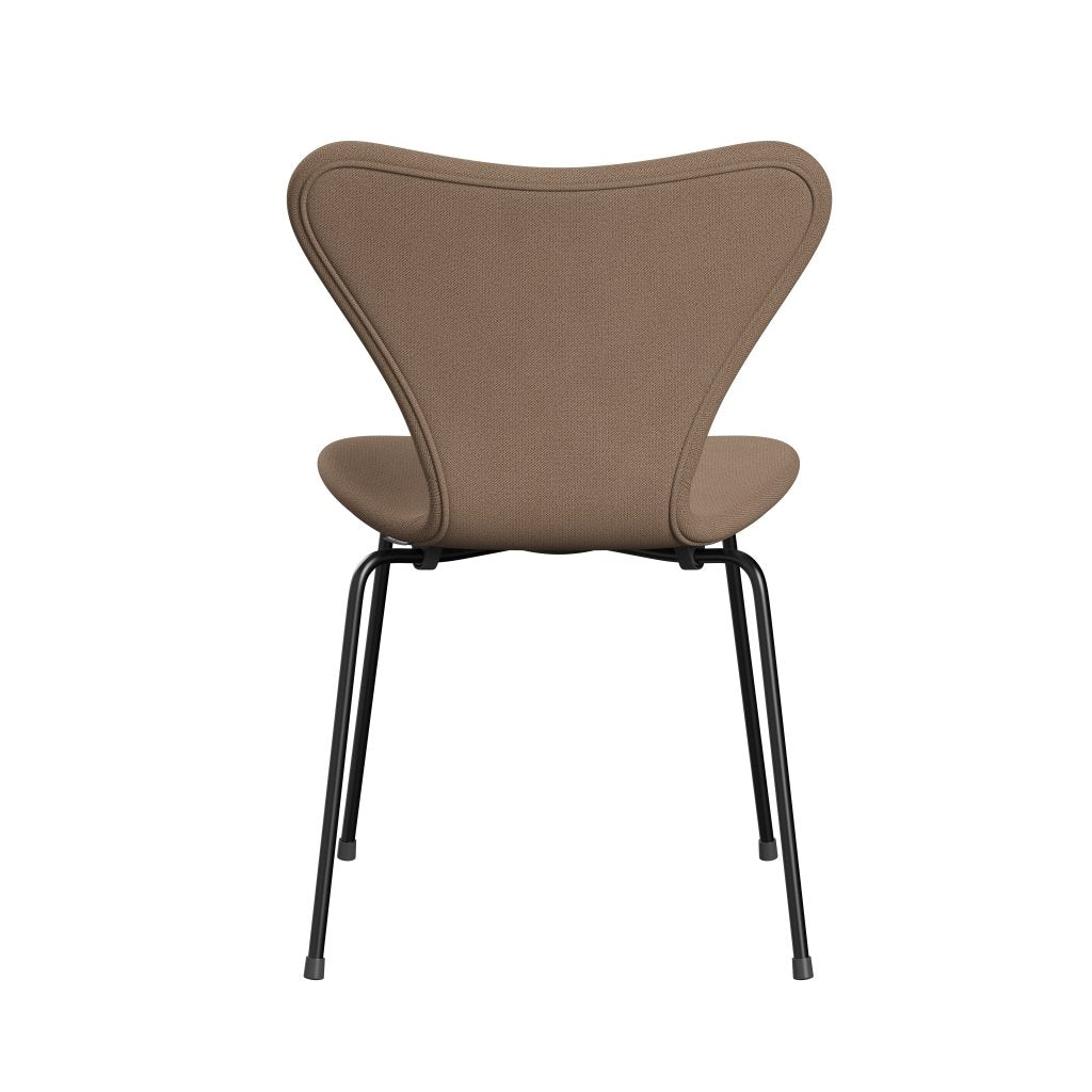 Fritz Hansen 3107 Stuhl Vollpolsterung, Schwarz/Capture Sand/Braun