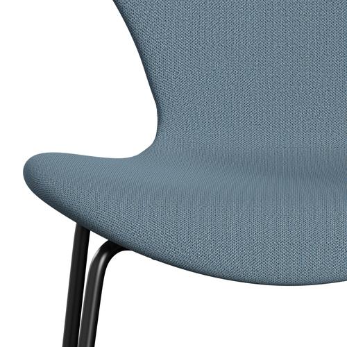 Fritz Hansen 3107 Stuhl Vollpolsterung, Schwarz/Capture Soft Blue