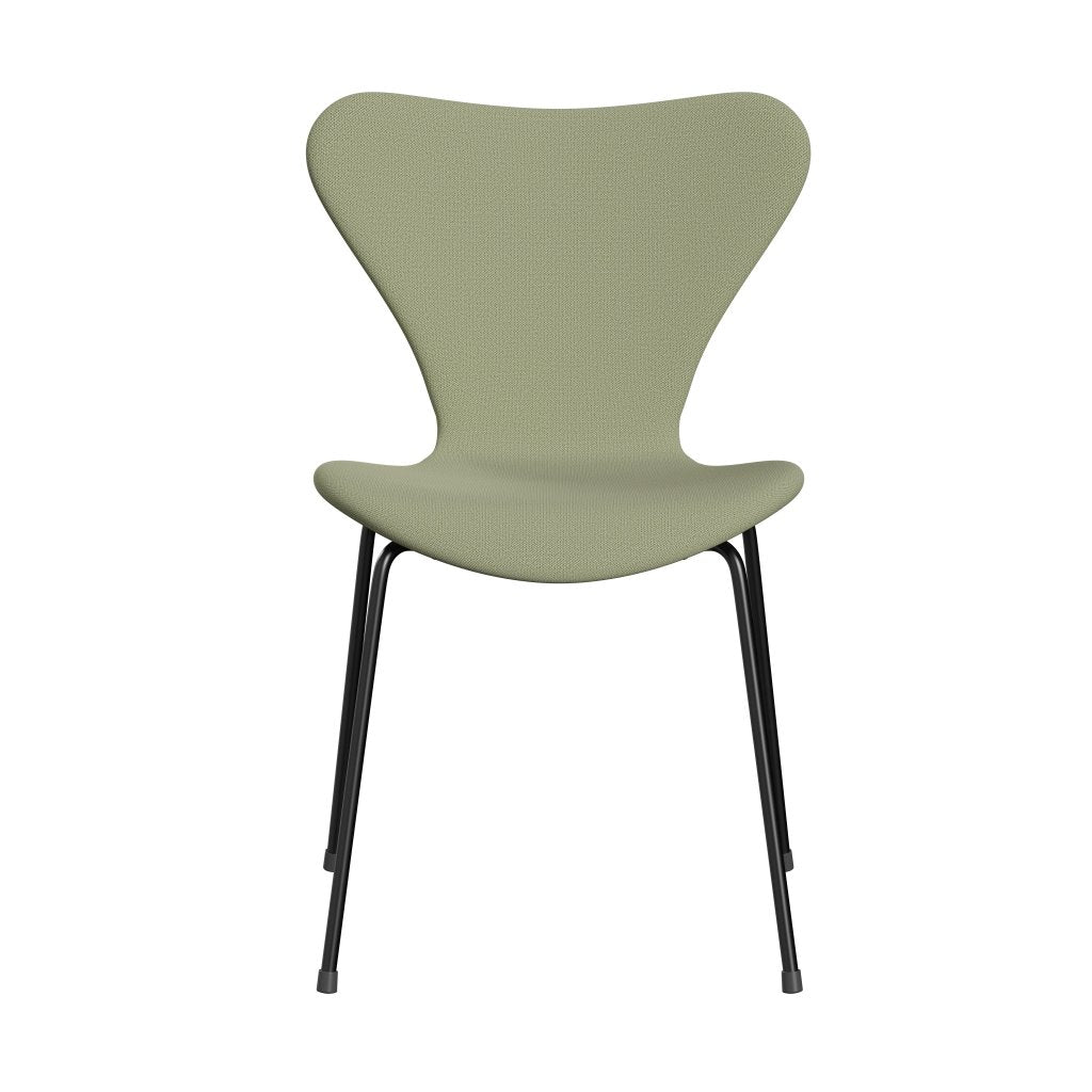 Fritz Hansen 3107 Stuhl Vollpolsterung, Schwarz/Capture Soft Green