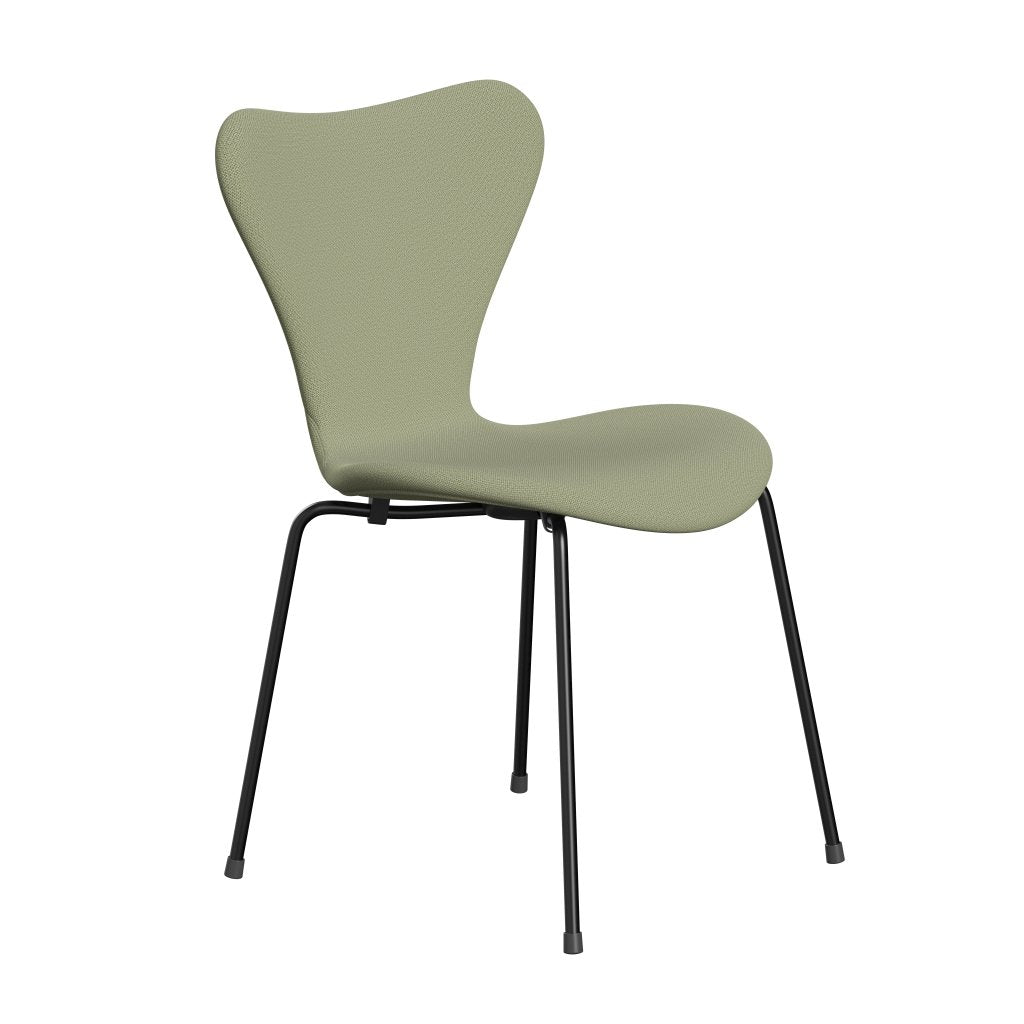 Fritz Hansen 3107 Stuhl Vollpolsterung, Schwarz/Capture Soft Green