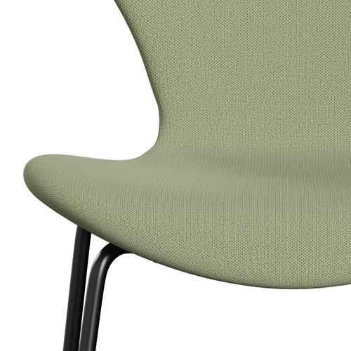 Fritz Hansen 3107 stoel Volledige bekleding, zwart/vangst zacht groen