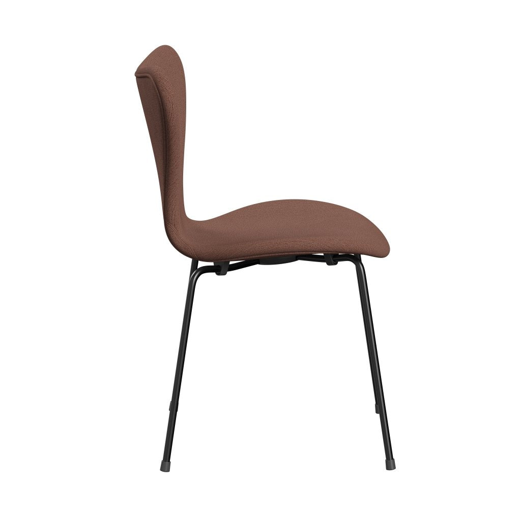 Fritz Hansen 3107 Stuhl Vollpolsterung, Schwarz/Christianshavn Beige/Orange