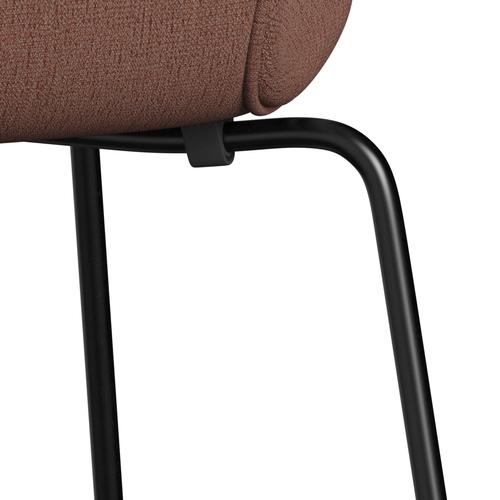 Fritz Hansen 3107 Stuhl Vollpolsterung, Schwarz/Christianshavn Beige/Orange