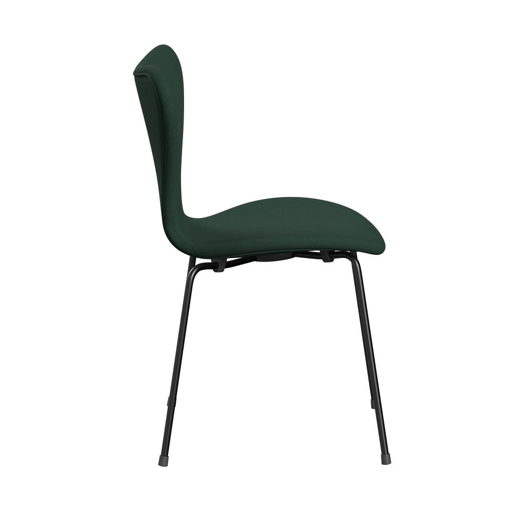 Fritz Hansen 3107 Stuhl Vollpolsterung, Schwarz/Christianshavn Dunkelgrün Uni