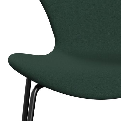 Fritz Hansen 3107 Stuhl Vollpolsterung, Schwarz/Christianshavn Dunkelgrün Uni