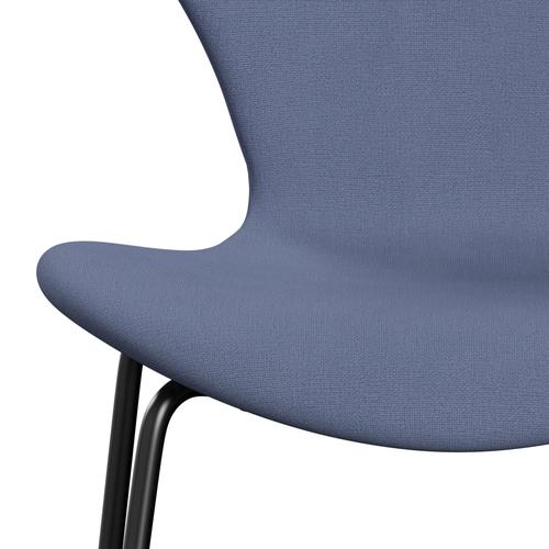 Fritz Hansen 3107 Stuhl Vollpolsterung, Schwarz/Christianshavn Hellblau Uni