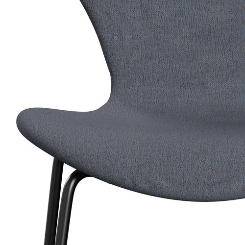 Fritz Hansen 3107 Stuhl Vollpolsterung, Schwarz/Christianshavn Orange/Blau