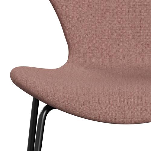 Fritz Hansen 3107 Stuhl Vollpolsterung, Schwarz/Christianshavn Orange/Rot