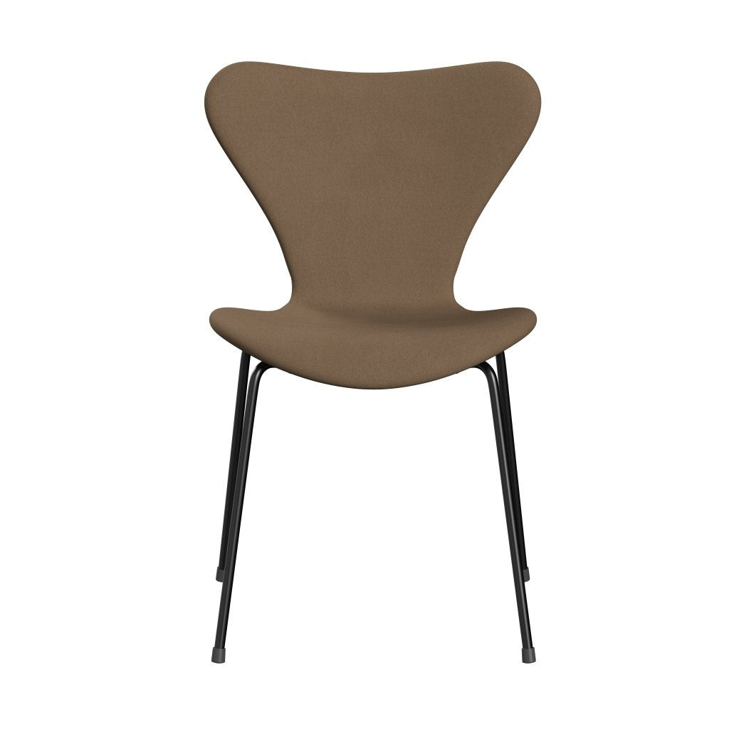 Fritz Hansen 3107 Stuhl Vollpolsterung, Schwarz/Komfort Beige/Braun