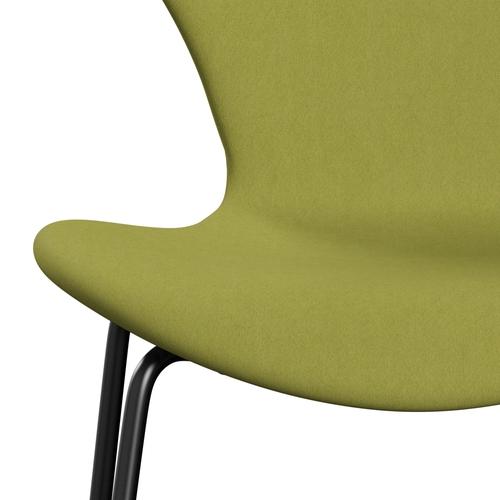 Fritz Hansen 3107 Stuhl Vollpolsterung, Schwarz/Komfort Beige/Grün