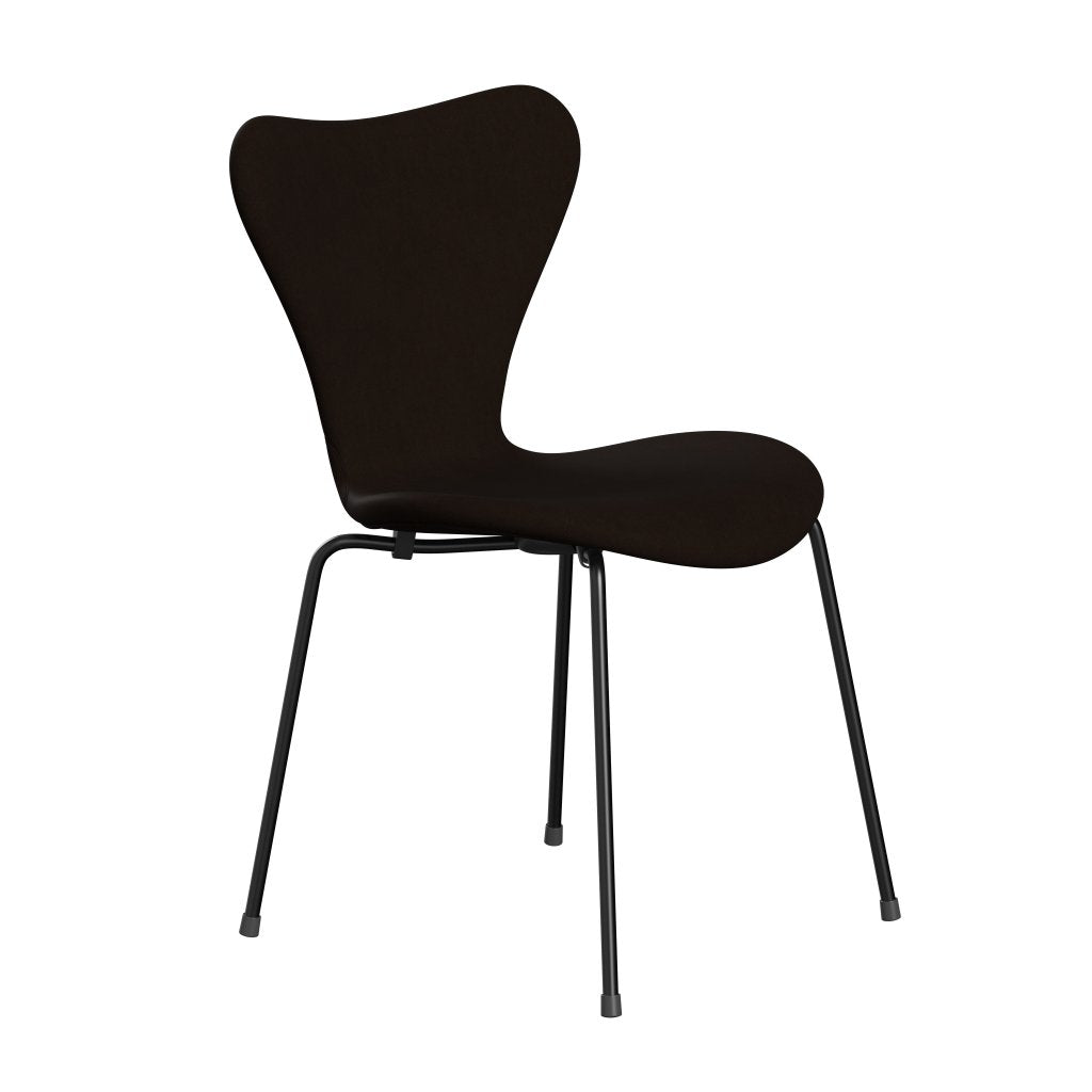 Fritz Hansen 3107 Stuhl Vollpolsterung, Schwarz/Komfortbraun (C01566)