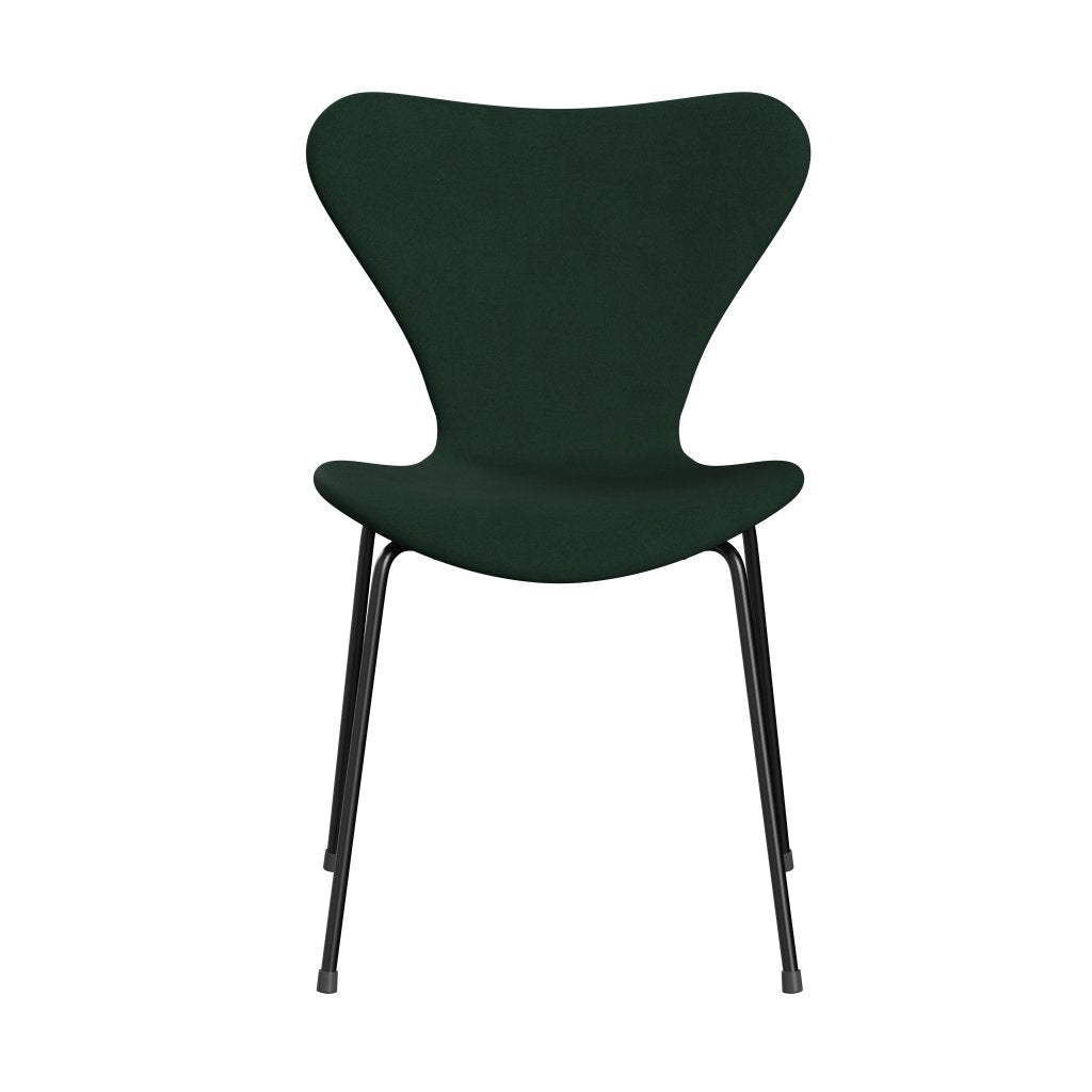 Fritz Hansen 3107 Stuhl Vollpolsterung, Schwarz/Komfort Dunkelgrün