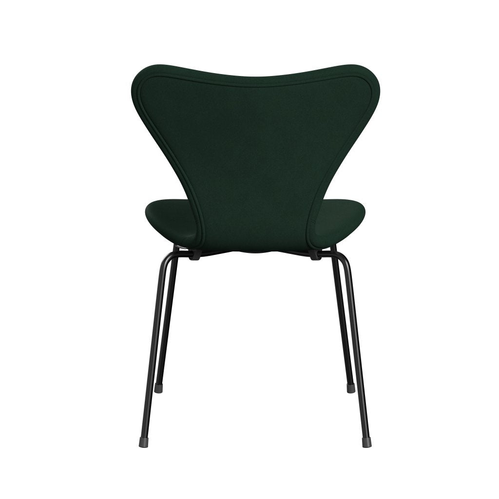 Fritz Hansen 3107 Stuhl Vollpolsterung, Schwarz/Komfort Dunkelgrün