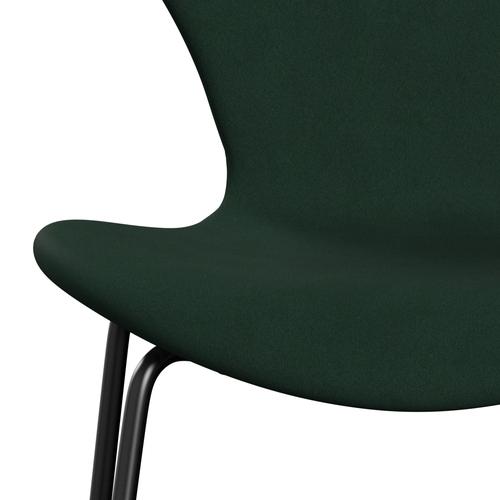 Fritz Hansen 3107 Stuhl Vollpolsterung, Schwarz/Komfort Dunkelgrün