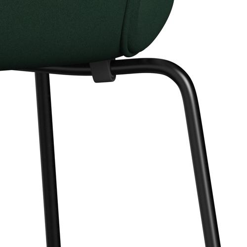 Fritz Hansen 3107 Stuhl Vollpolsterung, Schwarz/Komfort Dunkelgrün