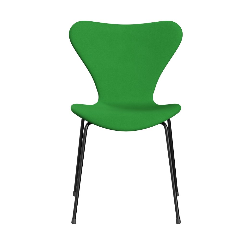 Fritz Hansen 3107 Stoel Volledige bekleding, zwart/comfortgroen (C68003)