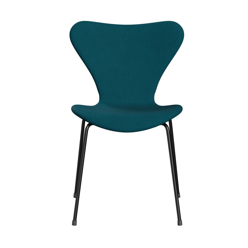 Fritz Hansen 3107 Stuhl Vollpolsterung, Schwarz/Komfort Grün/Blau