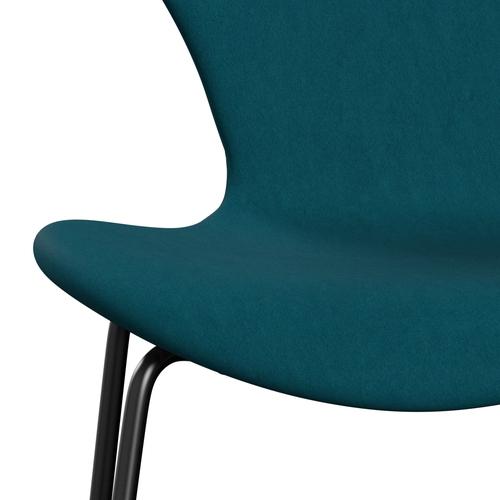 Fritz Hansen 3107 Stuhl Vollpolsterung, Schwarz/Komfort Grün/Blau