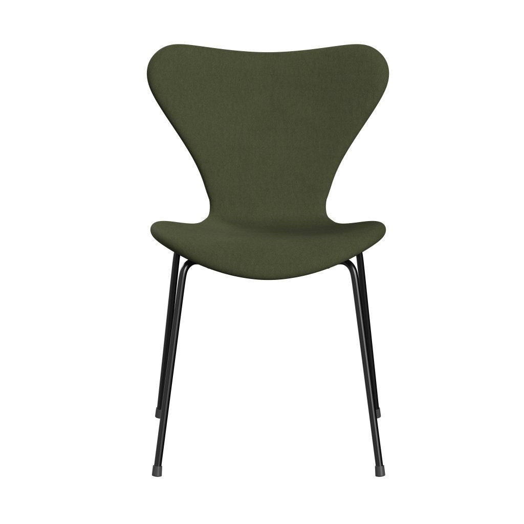 Fritz Hansen 3107 Stuhl Vollpolsterung, Schwarz/Komfort Grün/Grau