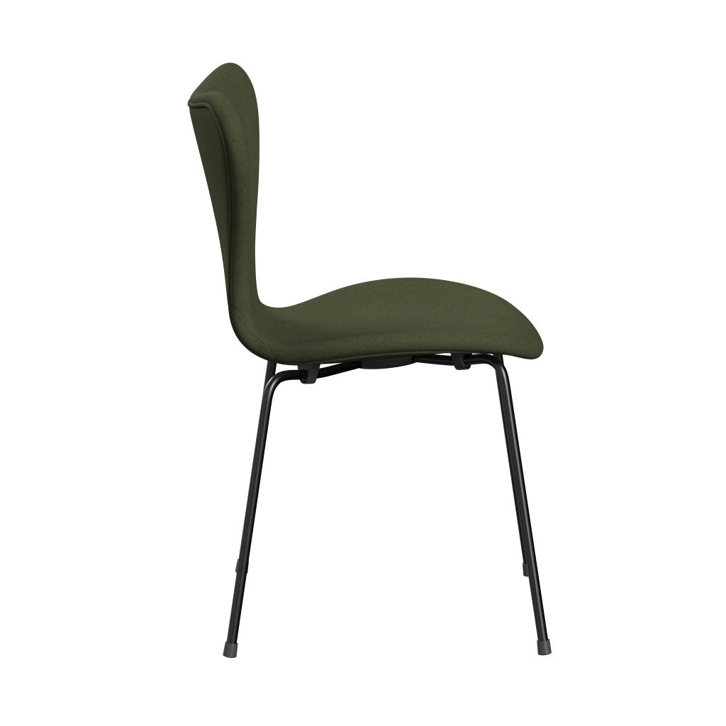 Fritz Hansen 3107 Stuhl Vollpolsterung, Schwarz/Komfort Grün/Grau