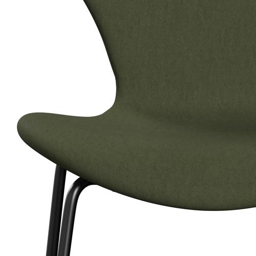 Fritz Hansen 3107 Stuhl Vollpolsterung, Schwarz/Komfort Grün/Grau