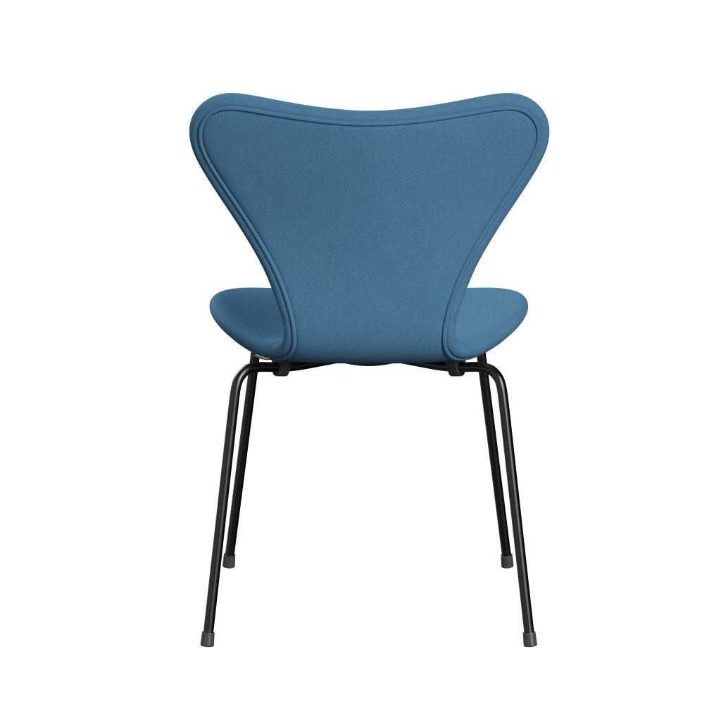 Fritz Hansen 3107 Stoel Volledige bekleding, zwart/comfortlichtblauw (C01124)