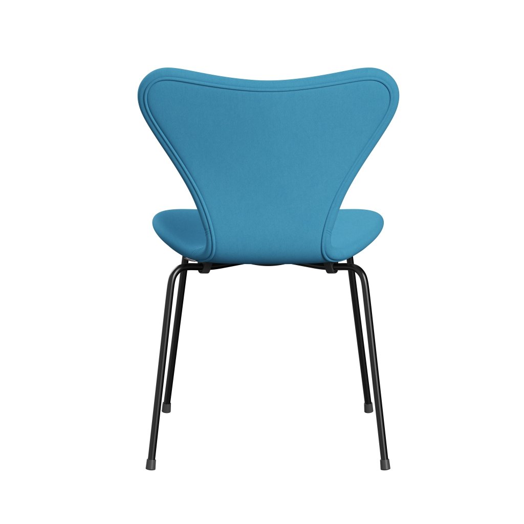 Fritz Hansen 3107 Stoel Volledige bekleding, zwart/comfortlichtblauw (C66010)