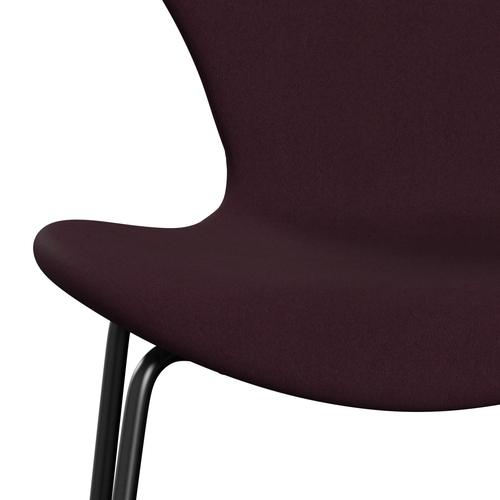 Fritz Hansen 3107 Stuhl Vollpolsterung, Schwarz/Komfort Hell Bordeaux