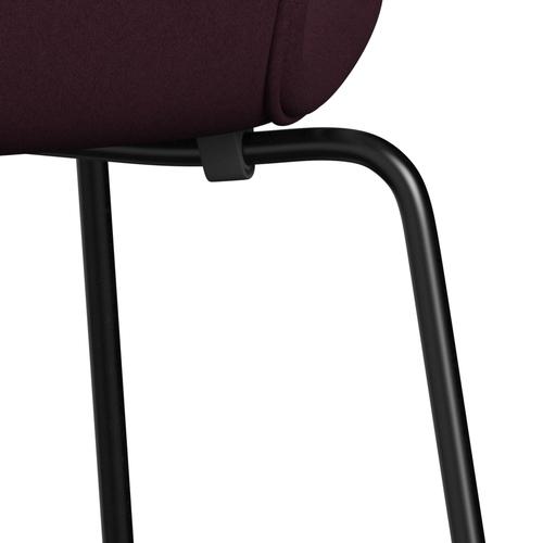 Fritz Hansen 3107 Stuhl Vollpolsterung, Schwarz/Komfort Hell Bordeaux