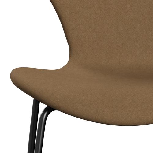 Fritz Hansen 3107 Stuhl Vollpolsterung, Schwarz/Komfort Hellbraun