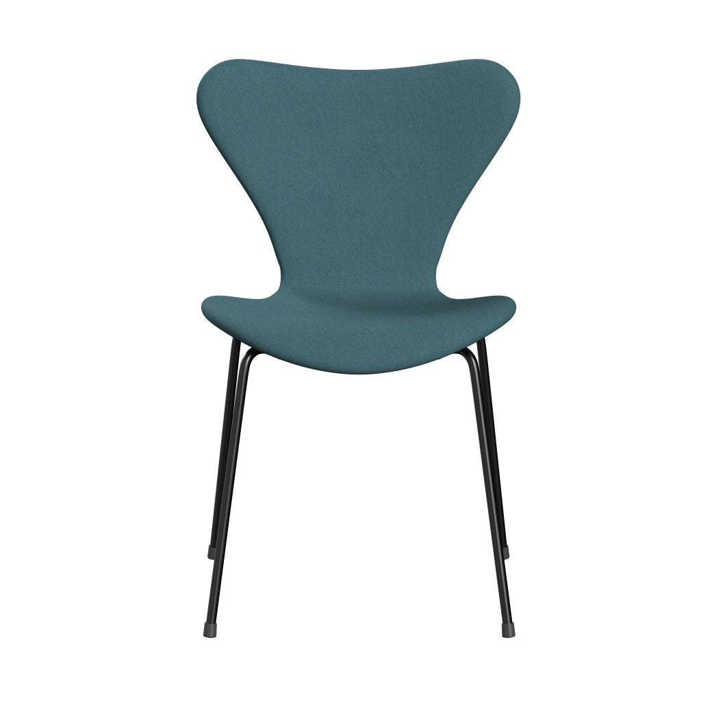 Fritz Hansen 3107 Stuhl Vollpolsterung, Schwarz/Komfort Hellgrau/Blau