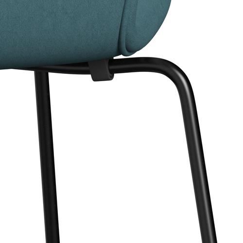 Fritz Hansen 3107 Stuhl Vollpolsterung, Schwarz/Komfort Hellgrau/Blau