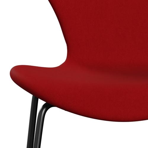 Fritz Hansen 3107 Stuhl Vollpolsterung, Schwarz/Komfort Rot (C01414)