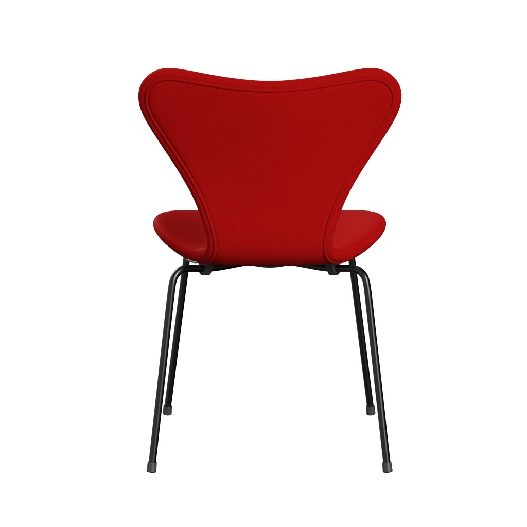 Fritz Hansen 3107 Stuhl Vollpolsterung, Schwarz/Komfort Rot (C64003)