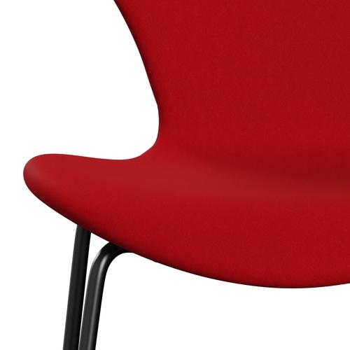 Fritz Hansen 3107 Stuhl Vollpolsterung, Schwarz/Komfort Rot (C64013)