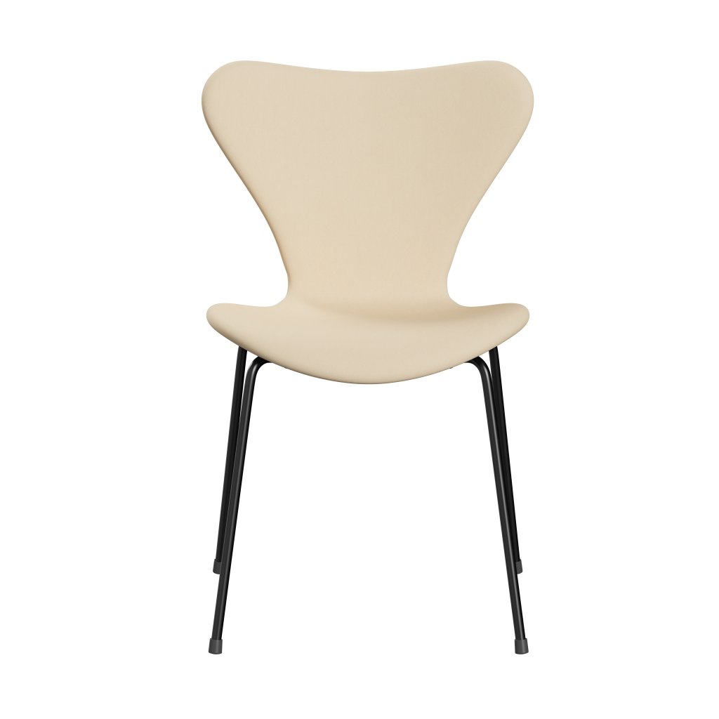 Fritz Hansen 3107 Stuhl Vollpolsterung, Schwarz/Komfort Weiß/Beige