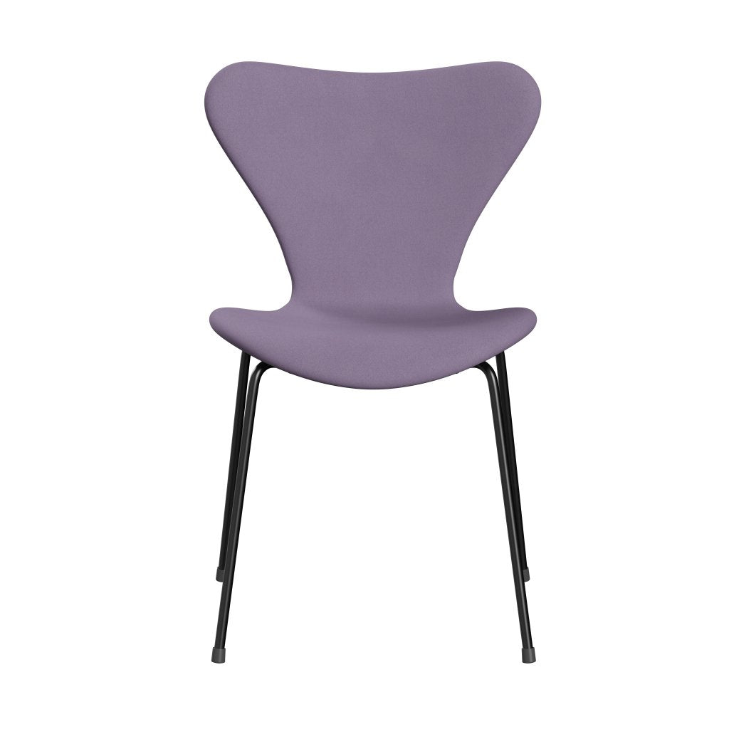 Fritz Hansen 3107 Stuhl Vollpolsterung, Schwarz/Komfort Weiß/Hellviolett