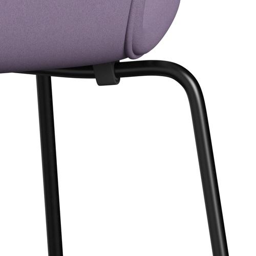 Fritz Hansen 3107 Stuhl Vollpolsterung, Schwarz/Komfort Weiß/Hellviolett