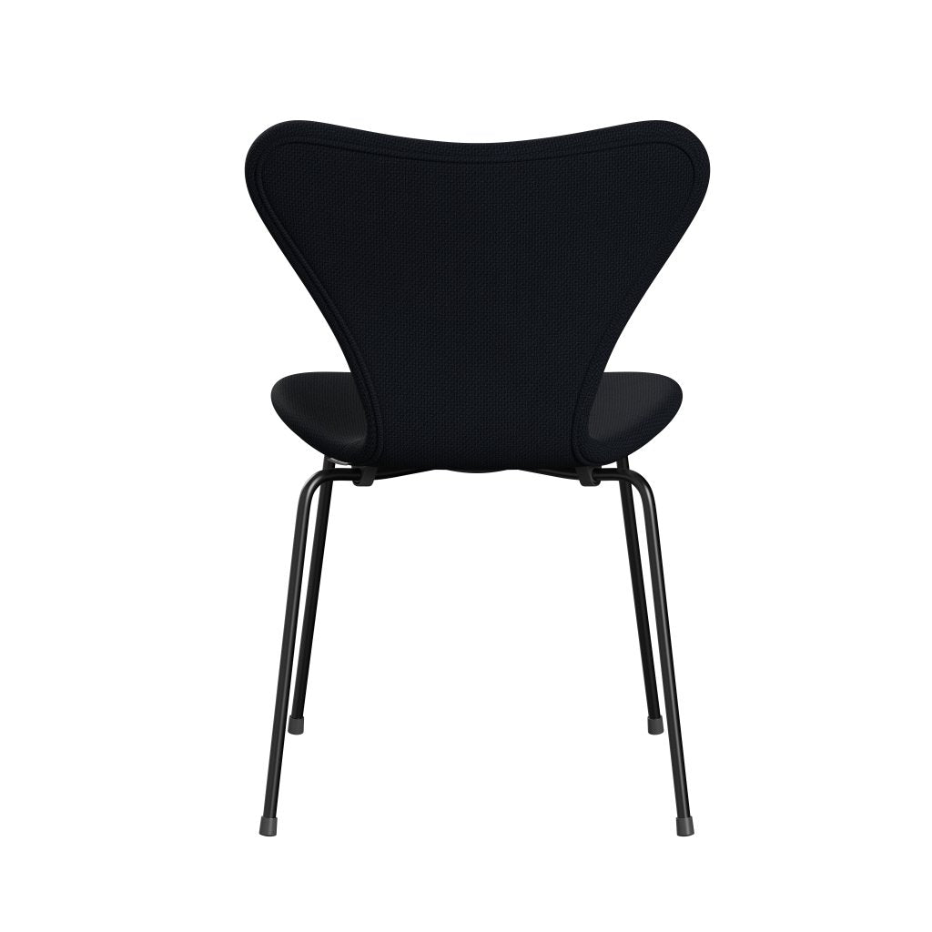 Fritz Hansen 3107 Stuhl Vollpolsterung, Schwarz/Diablo Dunkelblau