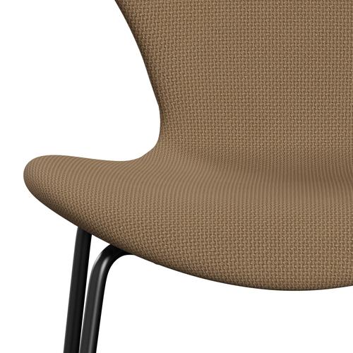 Fritz Hansen 3107 Stuhl Vollpolsterung, Schwarz/Diablo Gold Sand