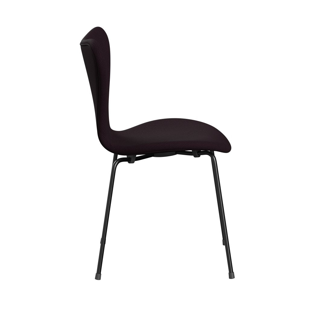 Fritz Hansen 3107 Stuhl Vollpolsterung, Schwarz/Diablo Pflaume