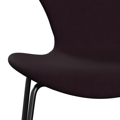 Fritz Hansen 3107 Stuhl Vollpolsterung, Schwarz/Diablo Pflaume